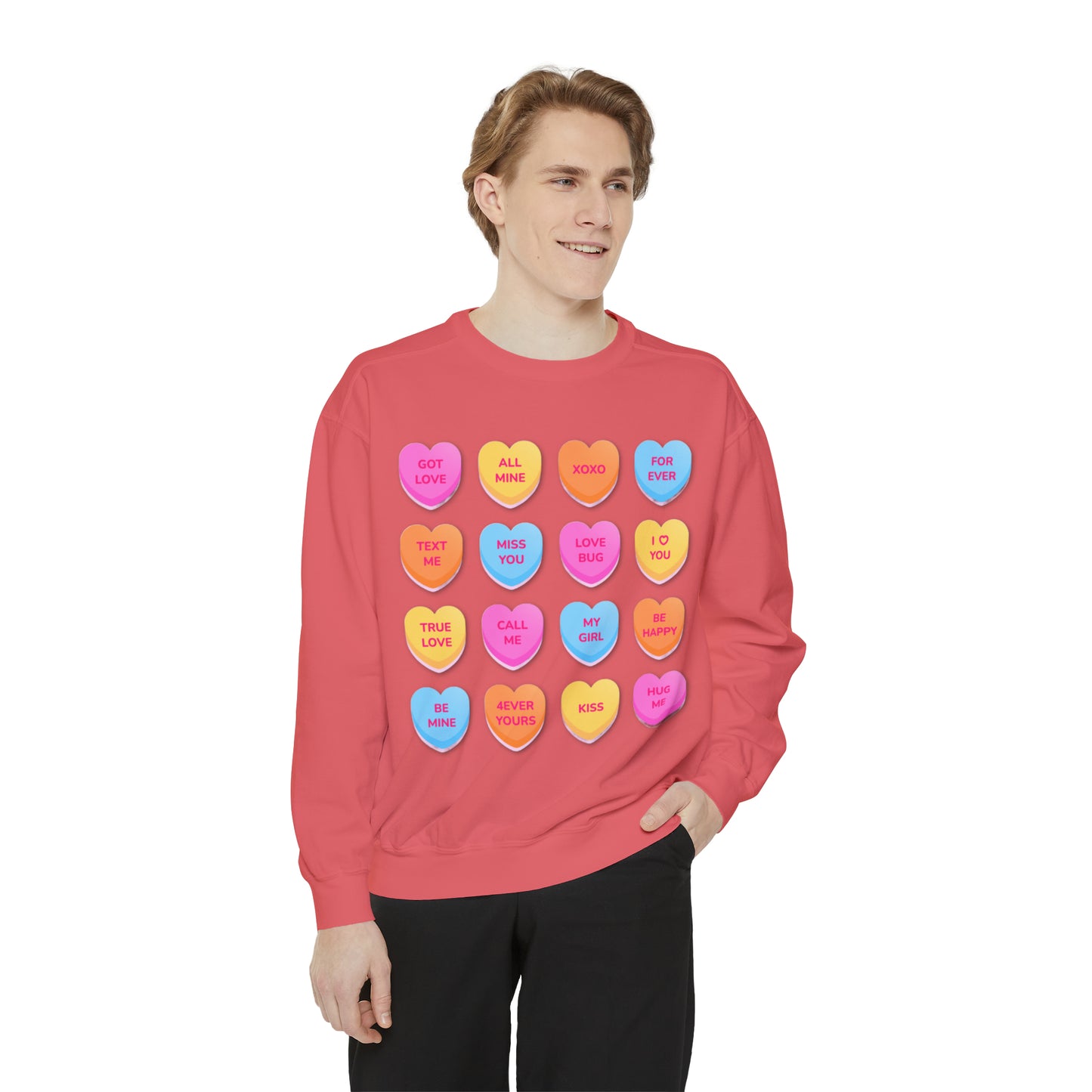 Conversation Hearts Unisex Garment-Dyed Sweatshirt Designed By Nichole Jacklyne