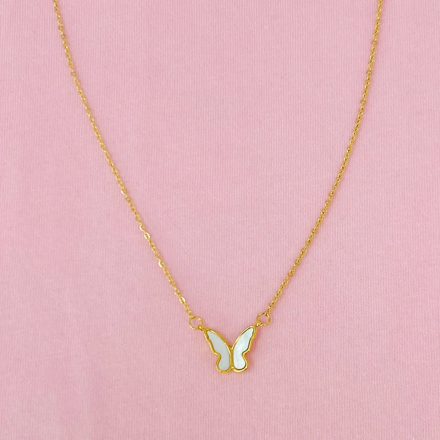 Golden Shell Butterfly Necklace: Stainless Steel