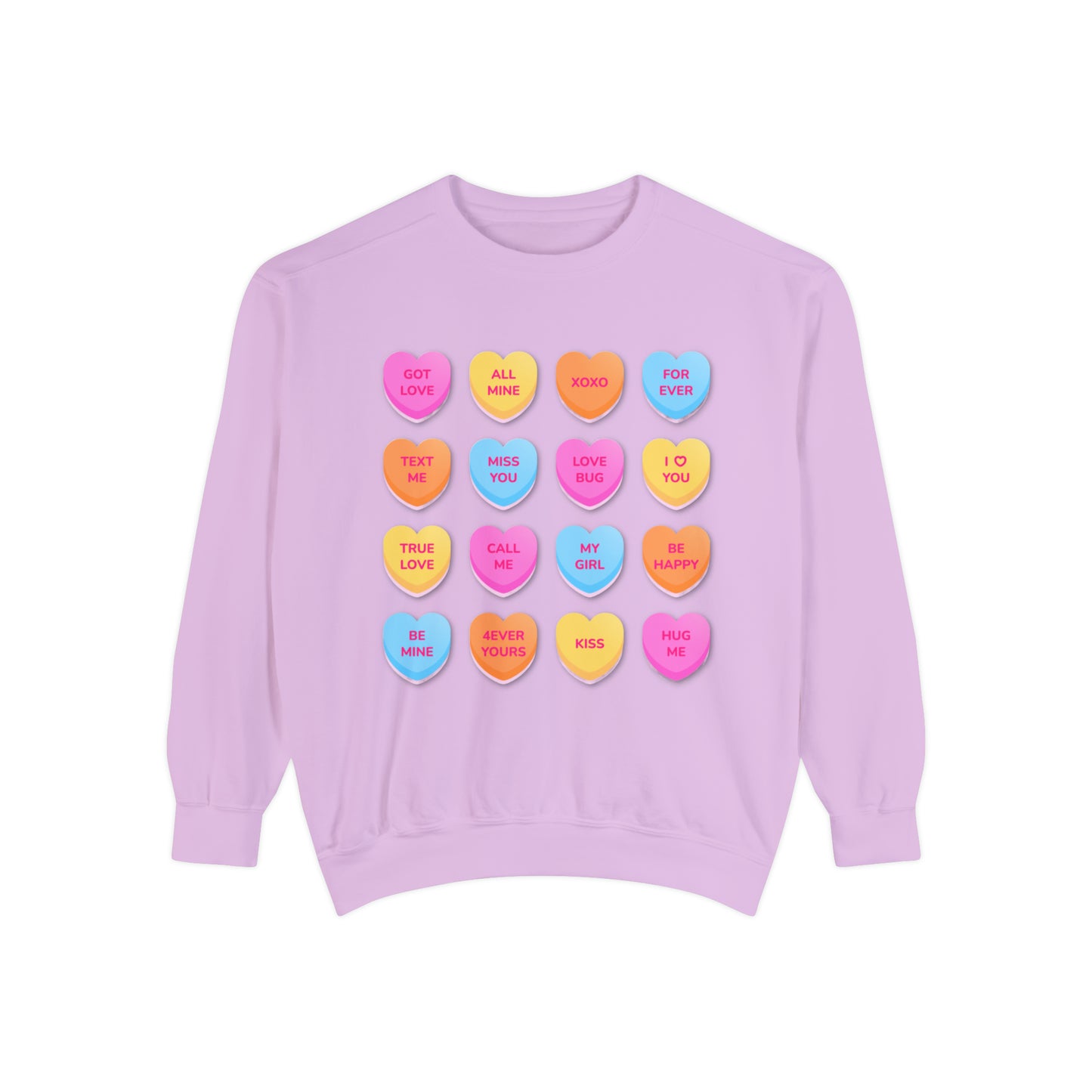 Conversation Hearts Unisex Garment-Dyed Sweatshirt Designed By Nichole Jacklyne