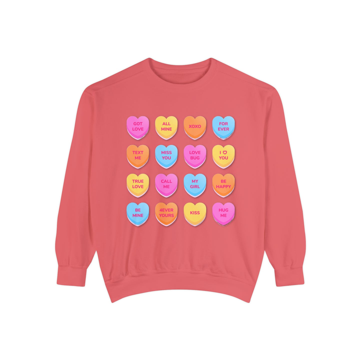 Conversation Hearts Unisex Garment-Dyed Sweatshirt Designed By Nichole Jacklyne