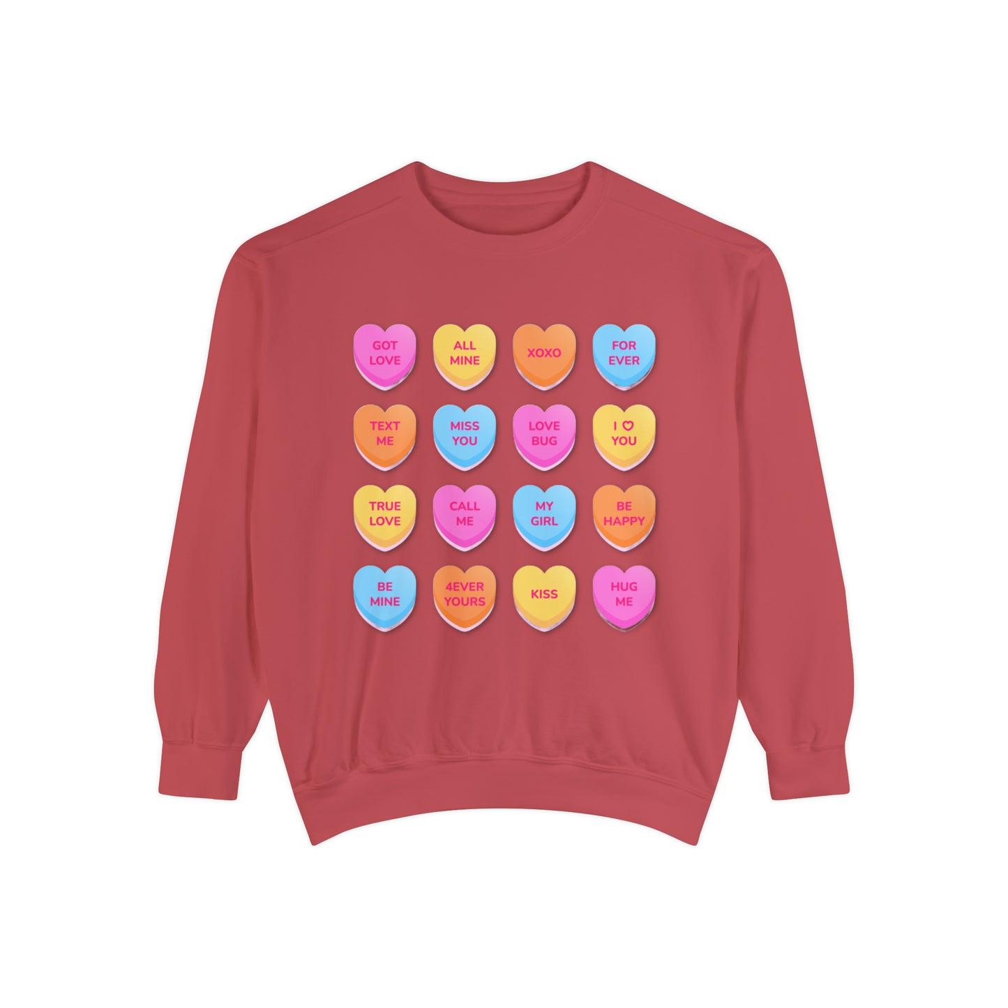 Conversation Hearts Unisex Garment-Dyed Sweatshirt Designed By Nichole Jacklyne