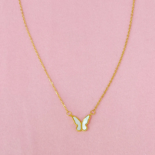 Golden Shell Butterfly Necklace: Stainless Steel
