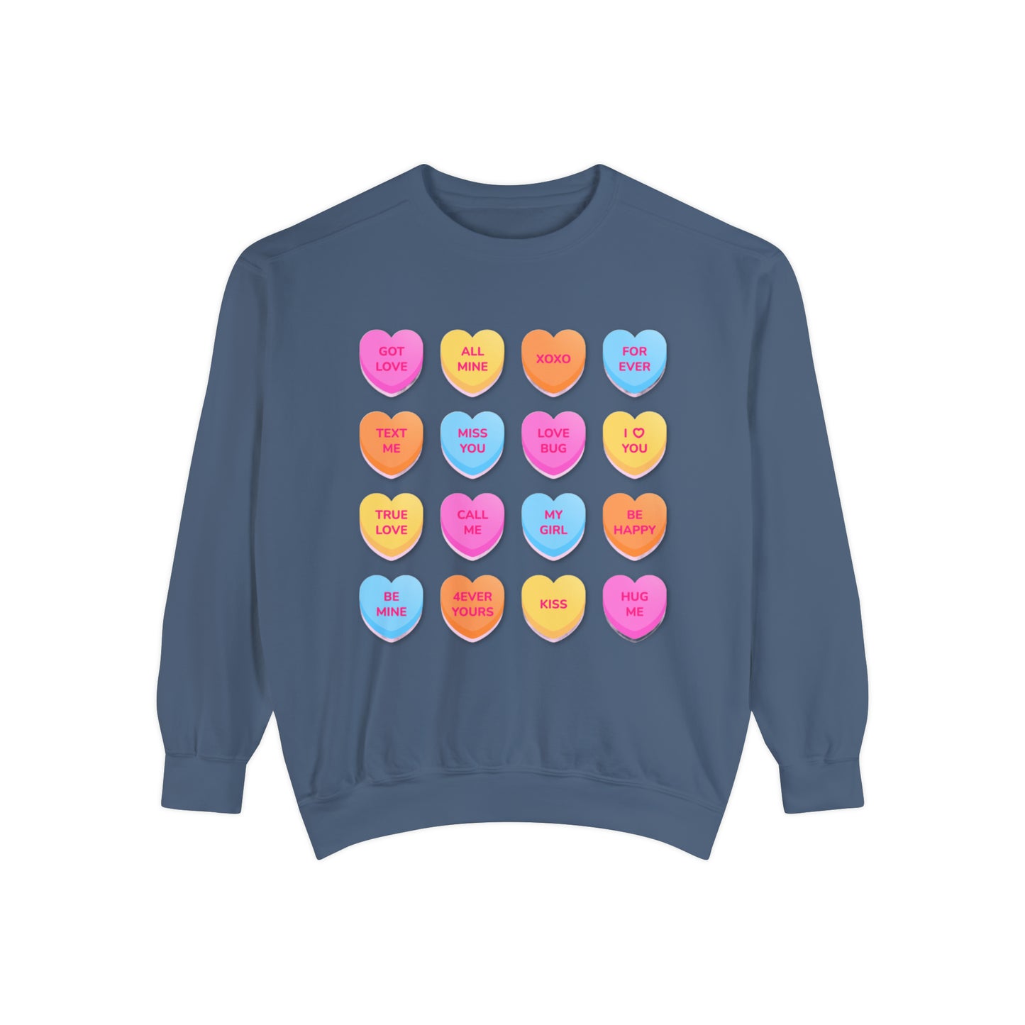 Conversation Hearts Unisex Garment-Dyed Sweatshirt Designed By Nichole Jacklyne