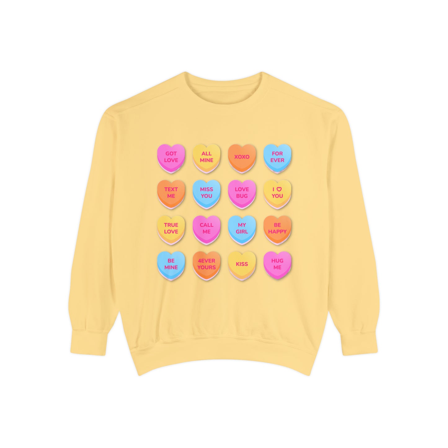 Conversation Hearts Unisex Garment-Dyed Sweatshirt Designed By Nichole Jacklyne