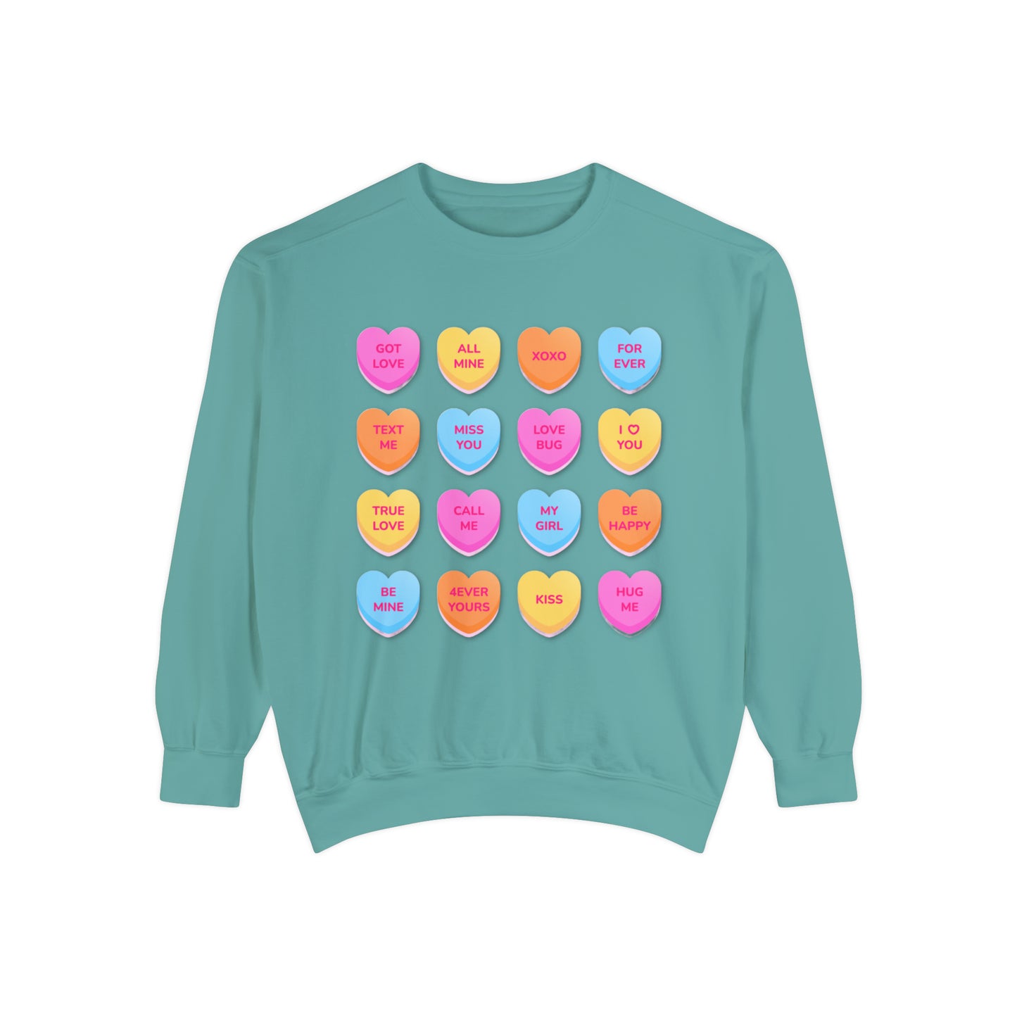 Conversation Hearts Unisex Garment-Dyed Sweatshirt Designed By Nichole Jacklyne
