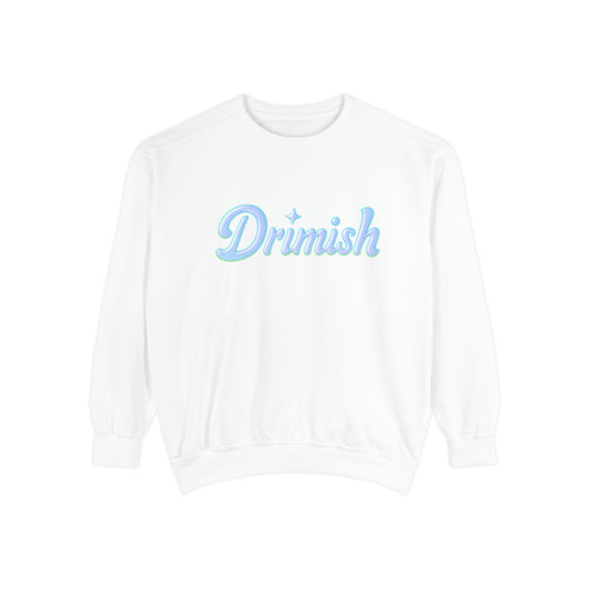 Drimish Script Sweatshirt — Pastel Blue Retro Logo Crewneck