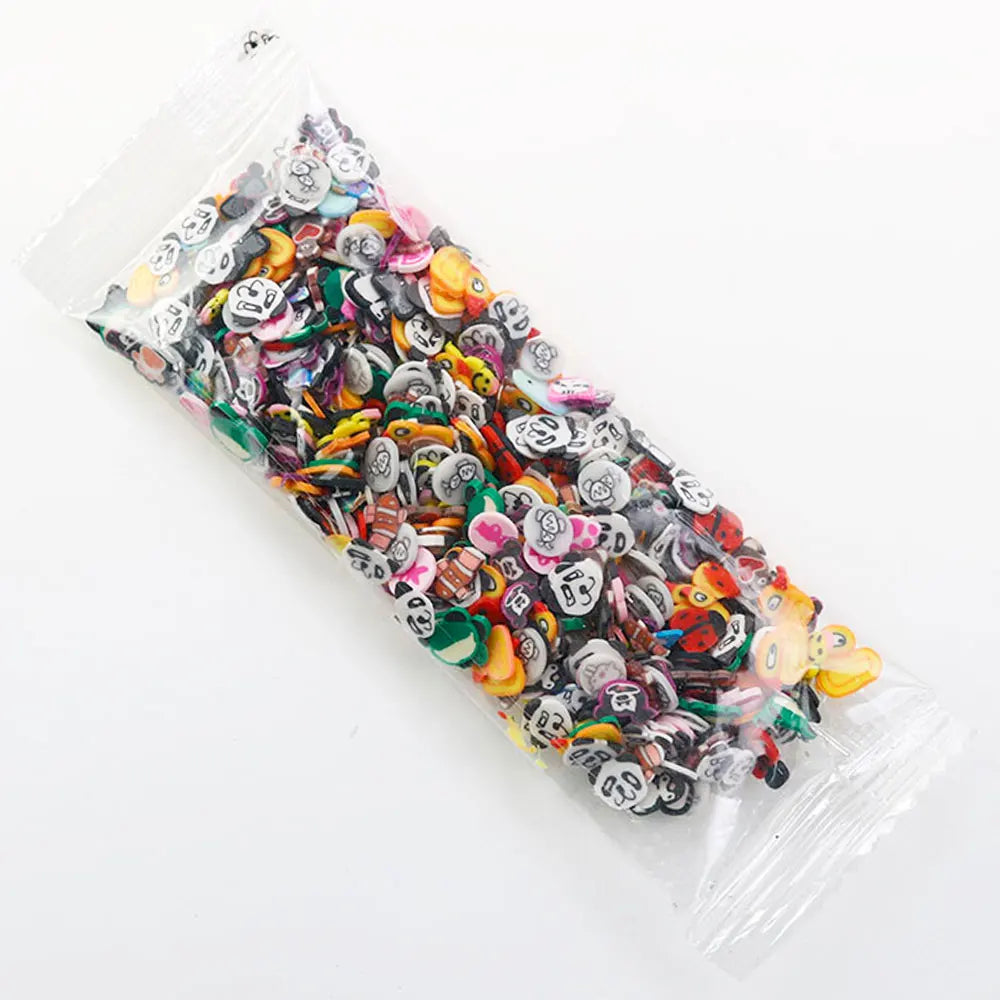 For Fun Mixed 3D Fruit Slices 1000pcs Soft Clay Slime Animal Flower Slice Resin Filler for Nail Art Epoxy Mold DIY Crafts Making