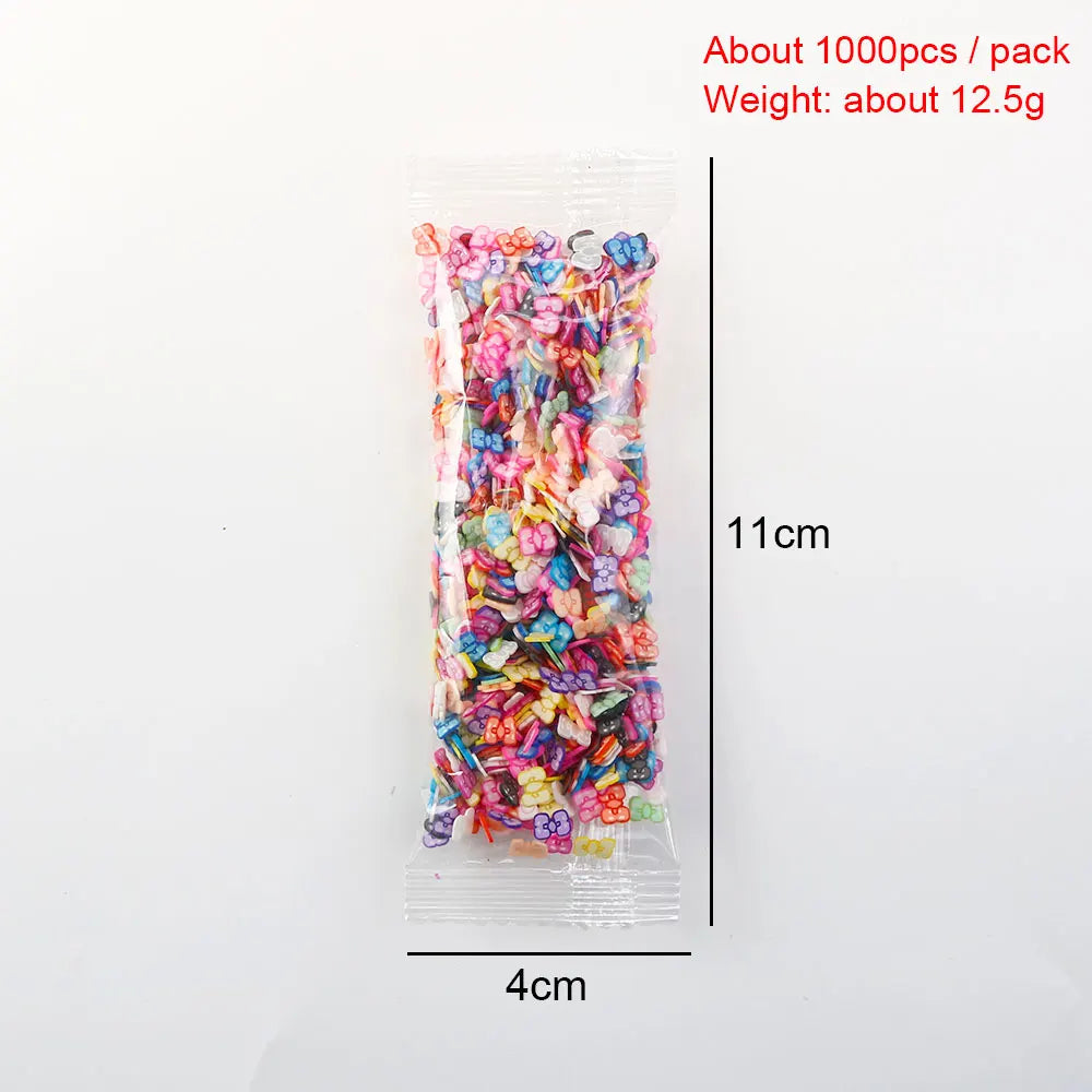 For Fun Mixed 3D Fruit Slices 1000pcs Soft Clay Slime Animal Flower Slice Resin Filler for Nail Art Epoxy Mold DIY Crafts Making