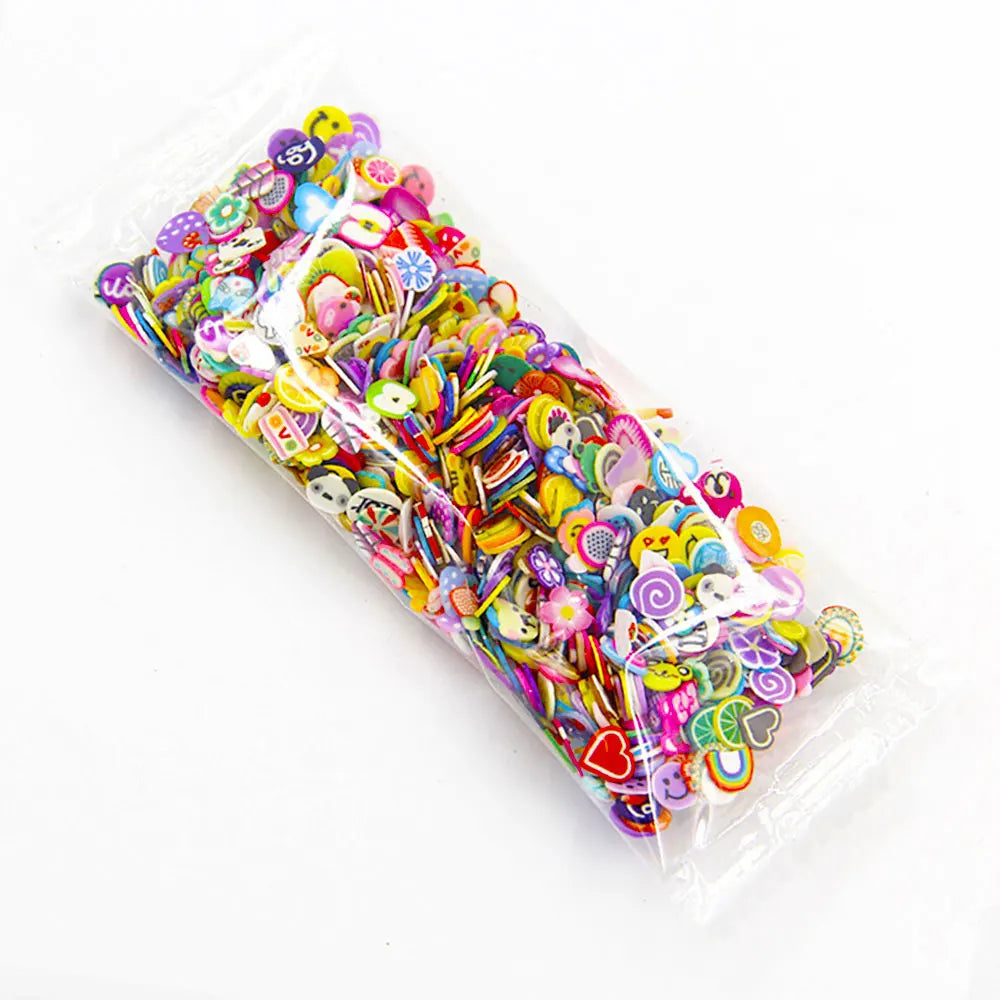 For Fun Mixed 3D Fruit Slices 1000pcs Soft Clay Slime Animal Flower Slice Resin Filler for Nail Art Epoxy Mold DIY Crafts Making