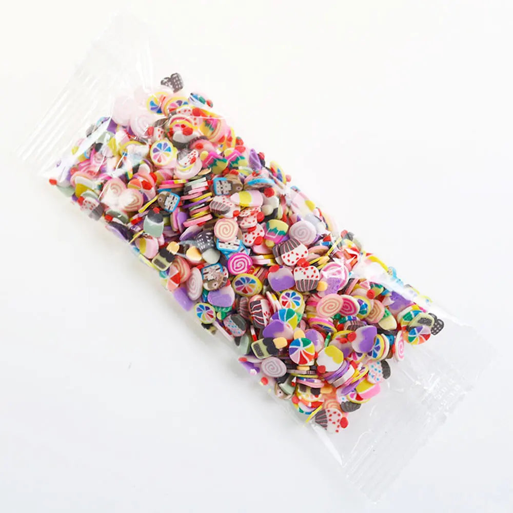 For Fun Mixed 3D Fruit Slices 1000pcs Soft Clay Slime Animal Flower Slice Resin Filler for Nail Art Epoxy Mold DIY Crafts Making