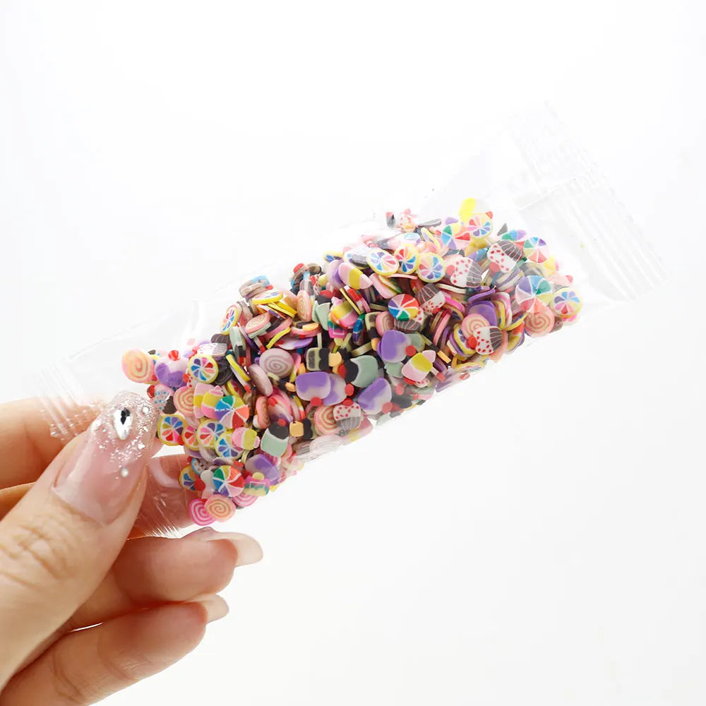 For Fun Mixed 3D Fruit Slices 1000pcs Soft Clay Slime Animal Flower Slice Resin Filler for Nail Art Epoxy Mold DIY Crafts Making