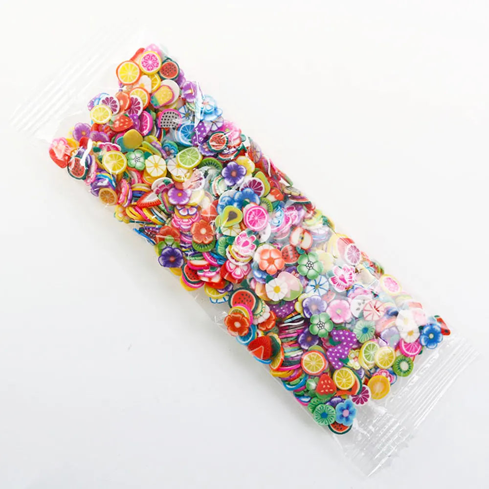 For Fun Mixed 3D Fruit Slices 1000pcs Soft Clay Slime Animal Flower Slice Resin Filler for Nail Art Epoxy Mold DIY Crafts Making