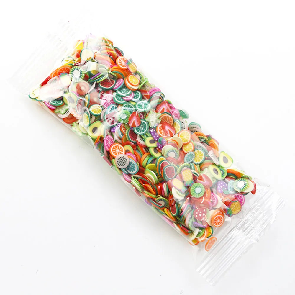 For Fun Mixed 3D Fruit Slices 1000pcs Soft Clay Slime Animal Flower Slice Resin Filler for Nail Art Epoxy Mold DIY Crafts Making